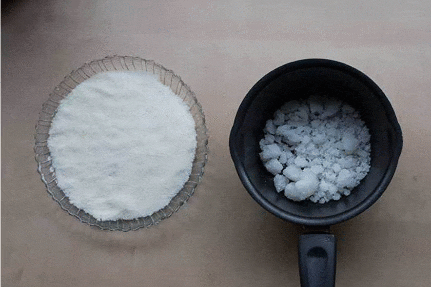 A gif of sugar breaking apart on a glass plate.