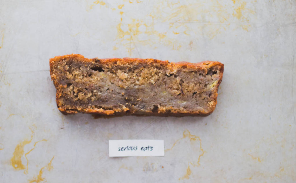 A slice of Serious Eats banana bread.