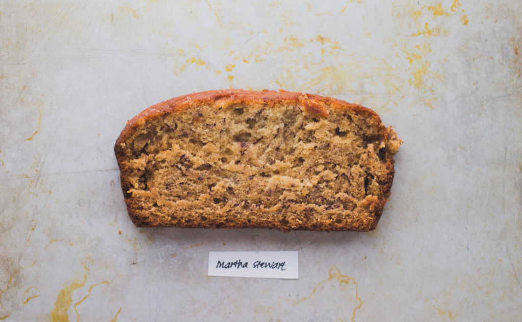 A slice of Martha Stewart banana bread.