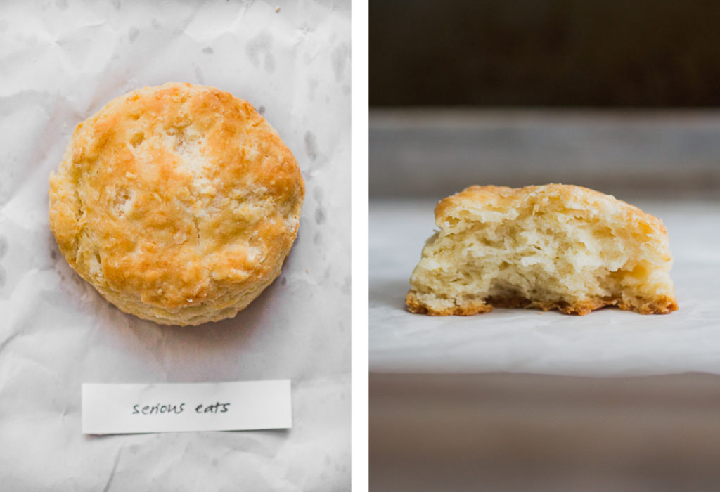 overhead view and cross section of serious eats biscuit recipe.