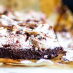 Flourless chocolate cake with aquafaba meringue.