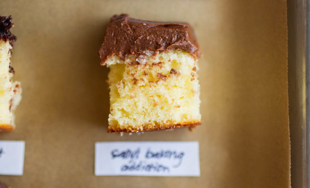 Sally\'s Baking Addiction classic yellow cake with chocolate frosting.