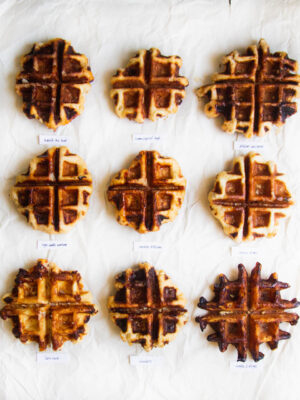 9 liege waffles on a white background.