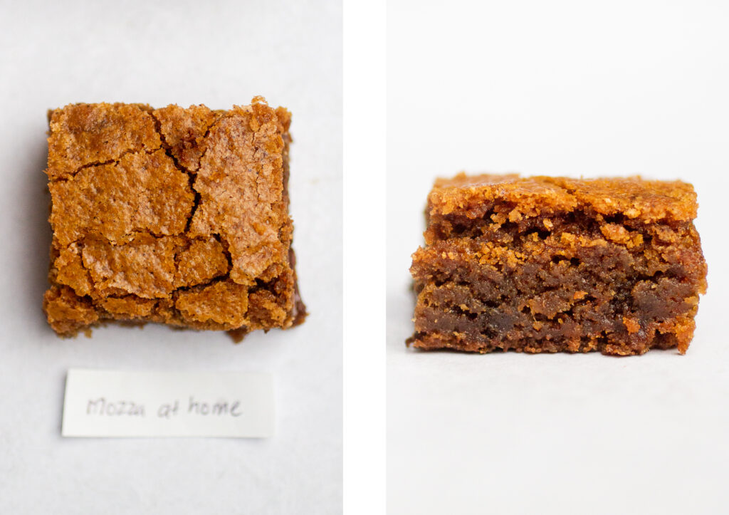 mozza at home blondie top view next to a cross section view.