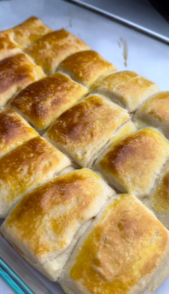 Baked rolls with bronzed crusts.