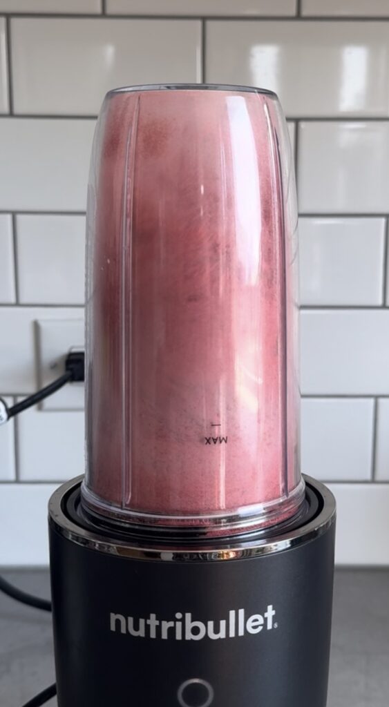 A blender of freeze-dried strawberries.