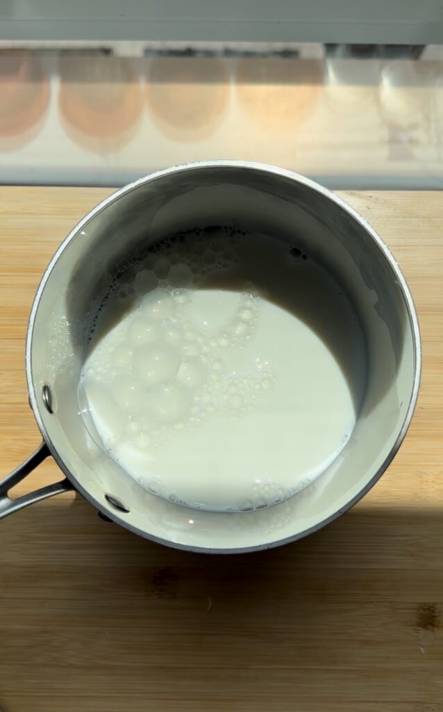Milk in a saucepan.