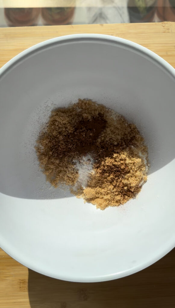 Spices and brown sugar in a bowl.